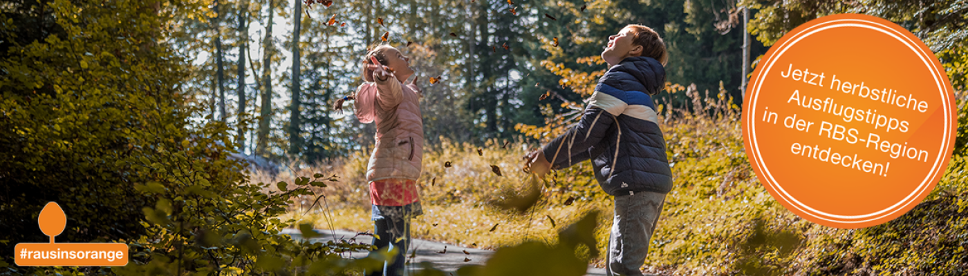 Kinder im Herbstlaub